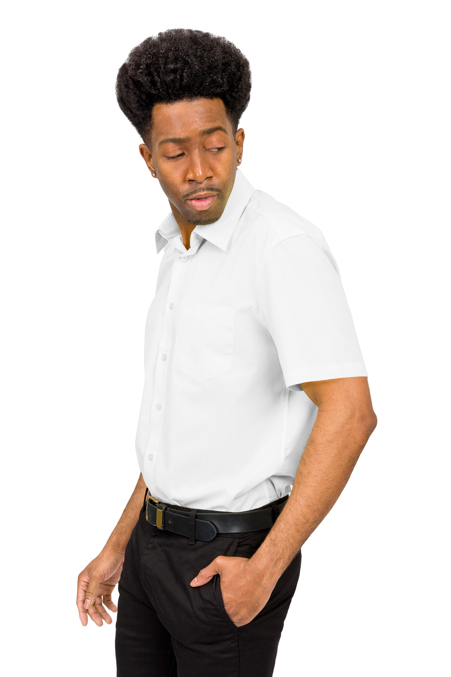 Men's Regular Fit Short Sleeve Solid Color Dress Shirts
