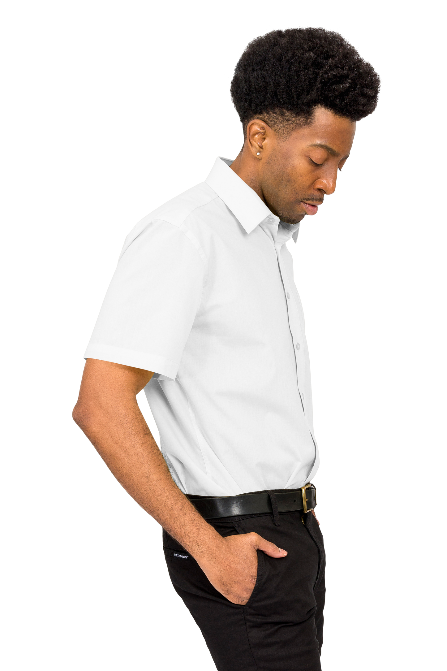 Men's Regular Fit Short Sleeve Solid Color Dress Shirts