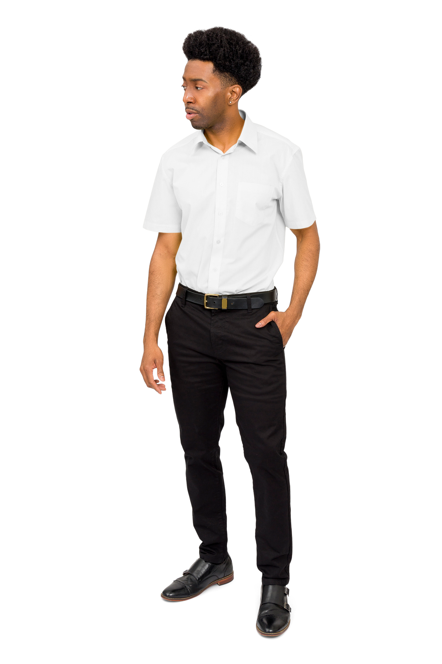 Men's Regular Fit Short Sleeve Solid Color Dress Shirts