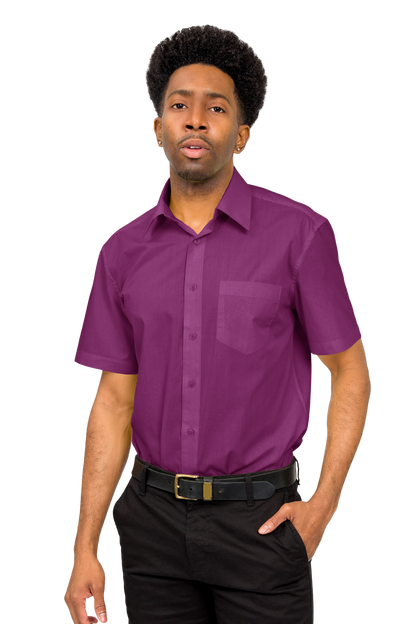 Men's Regular Fit Short Sleeve Solid Color Dress Shirts