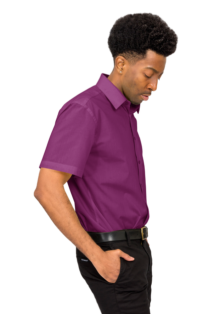 Men's Regular Fit Short Sleeve Solid Color Dress Shirts