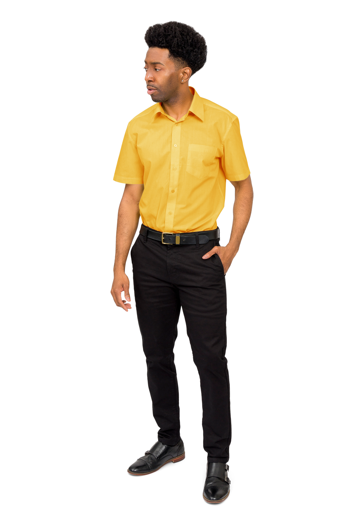 Men's Regular Fit Short Sleeve Solid Color Dress Shirts