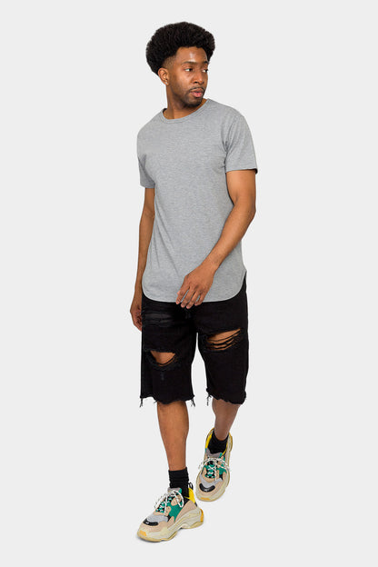 Ripped Raw Hem Denim Shorts