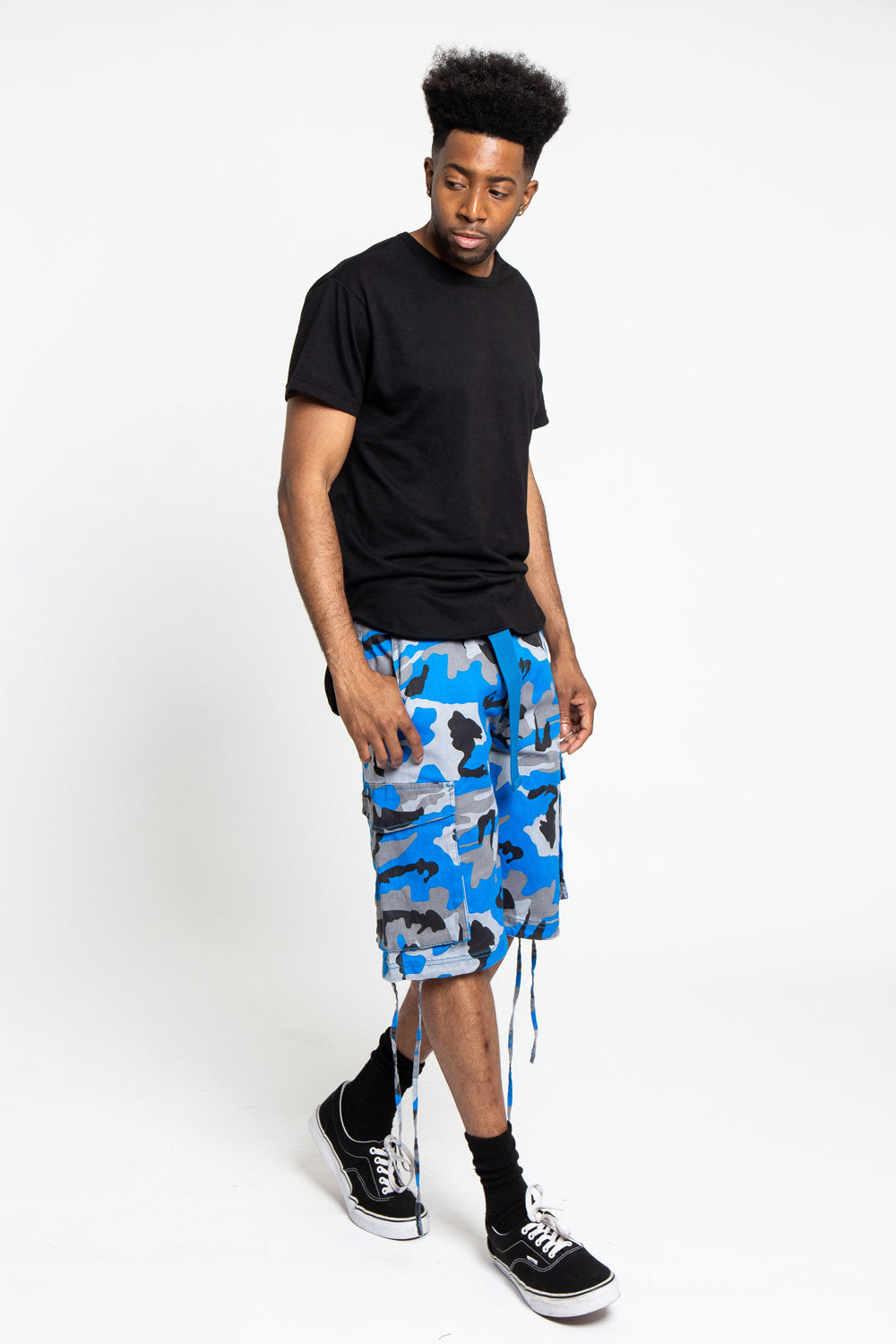 Belted Camo Cargo Shorts