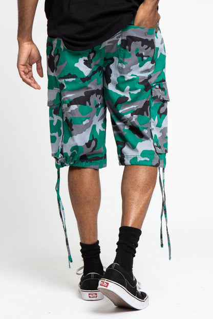 Belted Camo Cargo Shorts