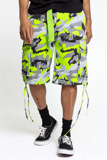 Belted Camo Cargo Shorts