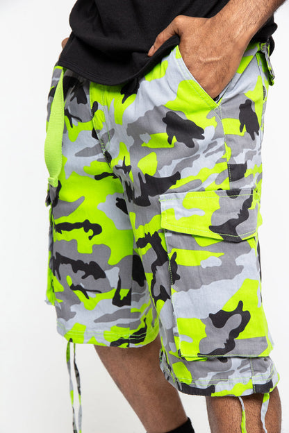 Belted Camo Cargo Shorts