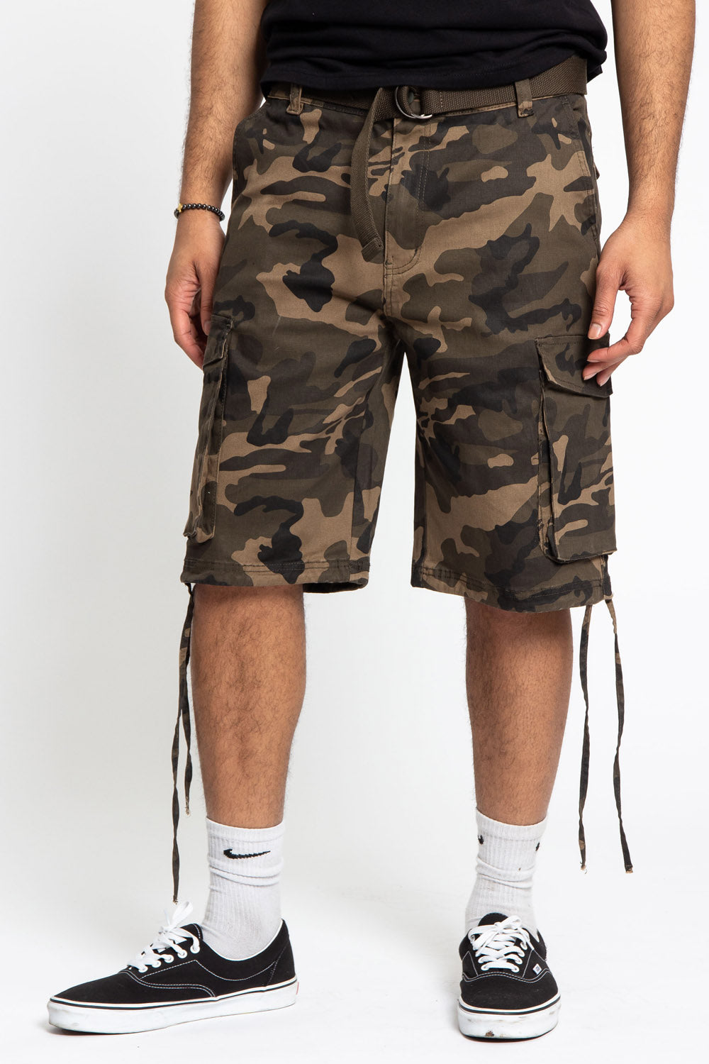 Belted Camo Cargo Shorts