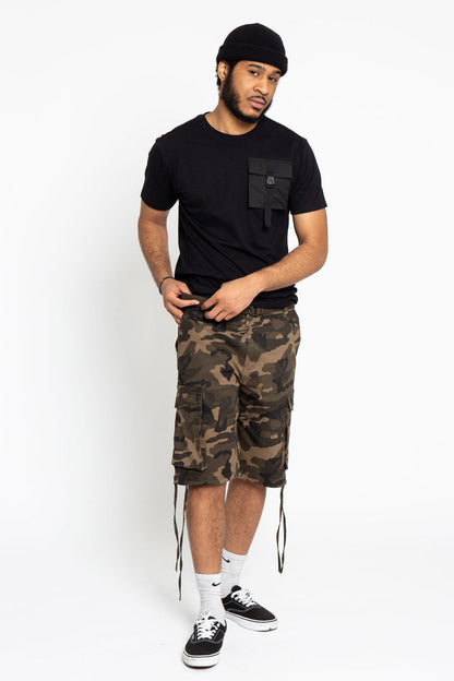 Belted Camo Cargo Shorts