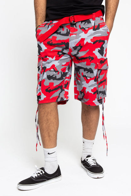 Belted Camo Cargo Shorts