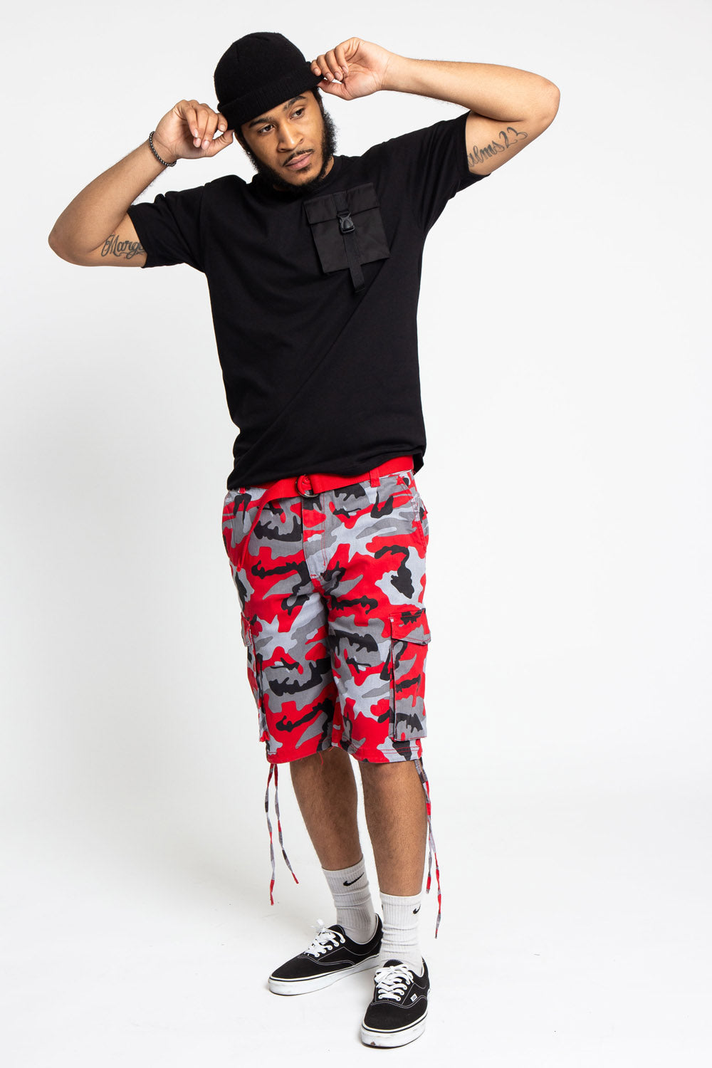 Belted Camo Cargo Shorts