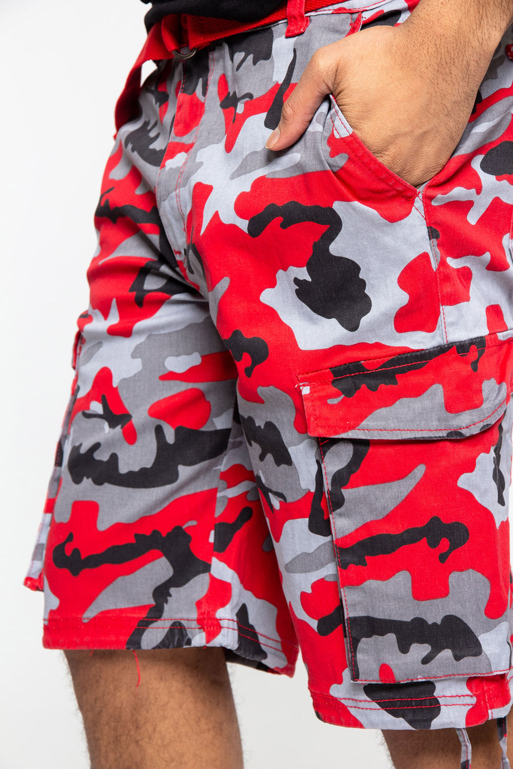 Belted Camo Cargo Shorts