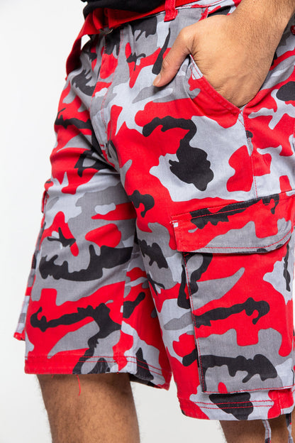 Belted Camo Cargo Shorts