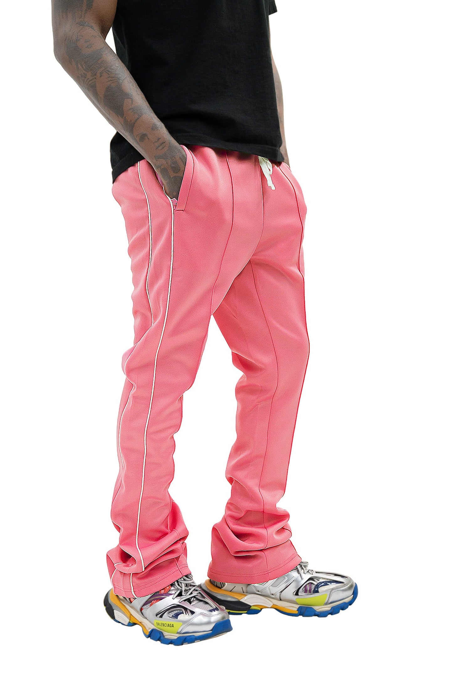 Men's Essential Solid Stacked Fit Flared Track Pants