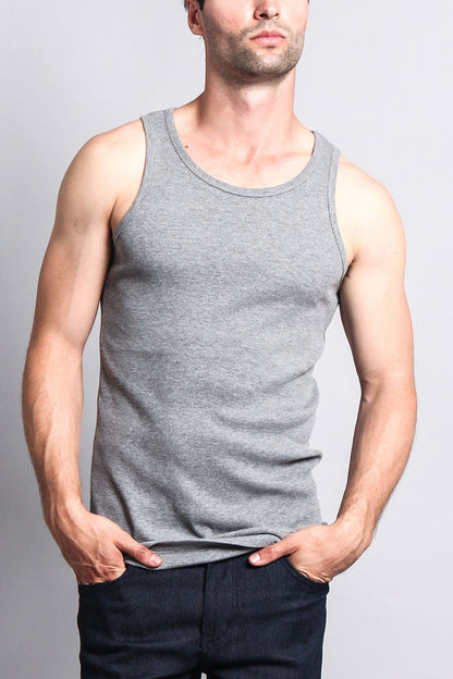 Men's Basic Solid Ribbed Tank Top (2-Pack)