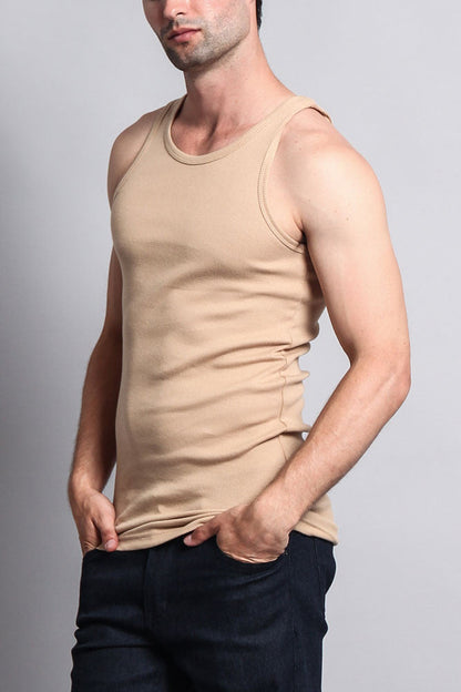 Men's Basic Solid Ribbed Tank Top (2-Pack)
