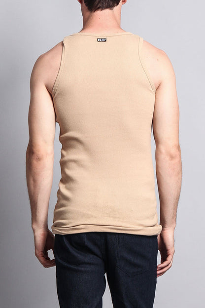 Men's Basic Solid Ribbed Tank Top (2-Pack)