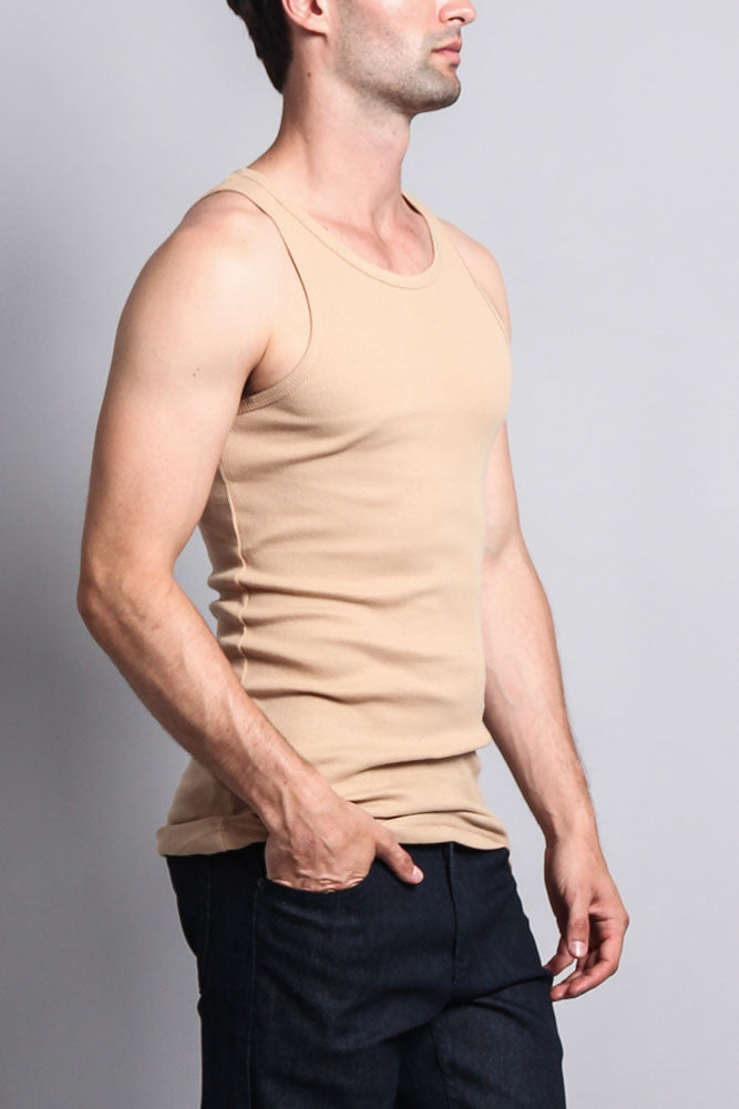 Men's Basic Solid Ribbed Tank Top (2-Pack)