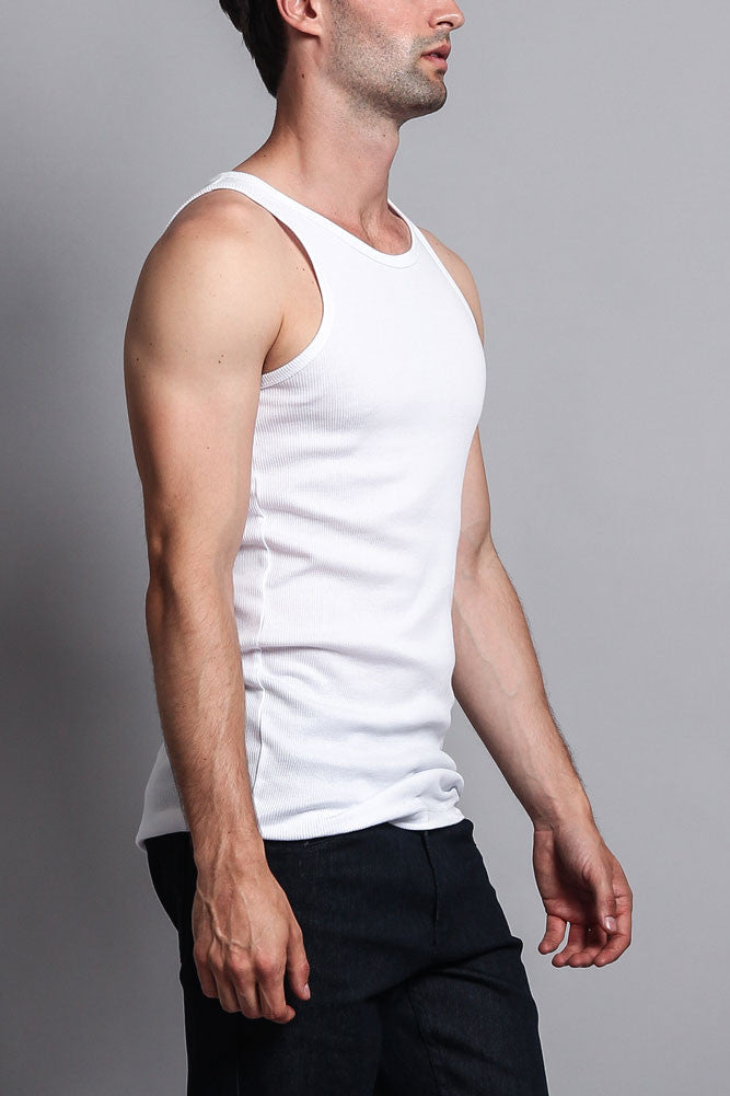 Men's Basic Solid Ribbed Tank Top (2-Pack)