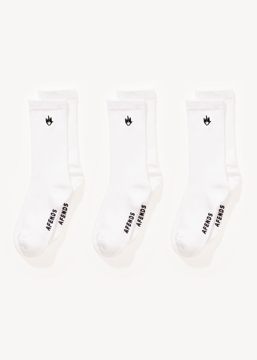 AFENDS Mens Flame - Socks Three Pack - White