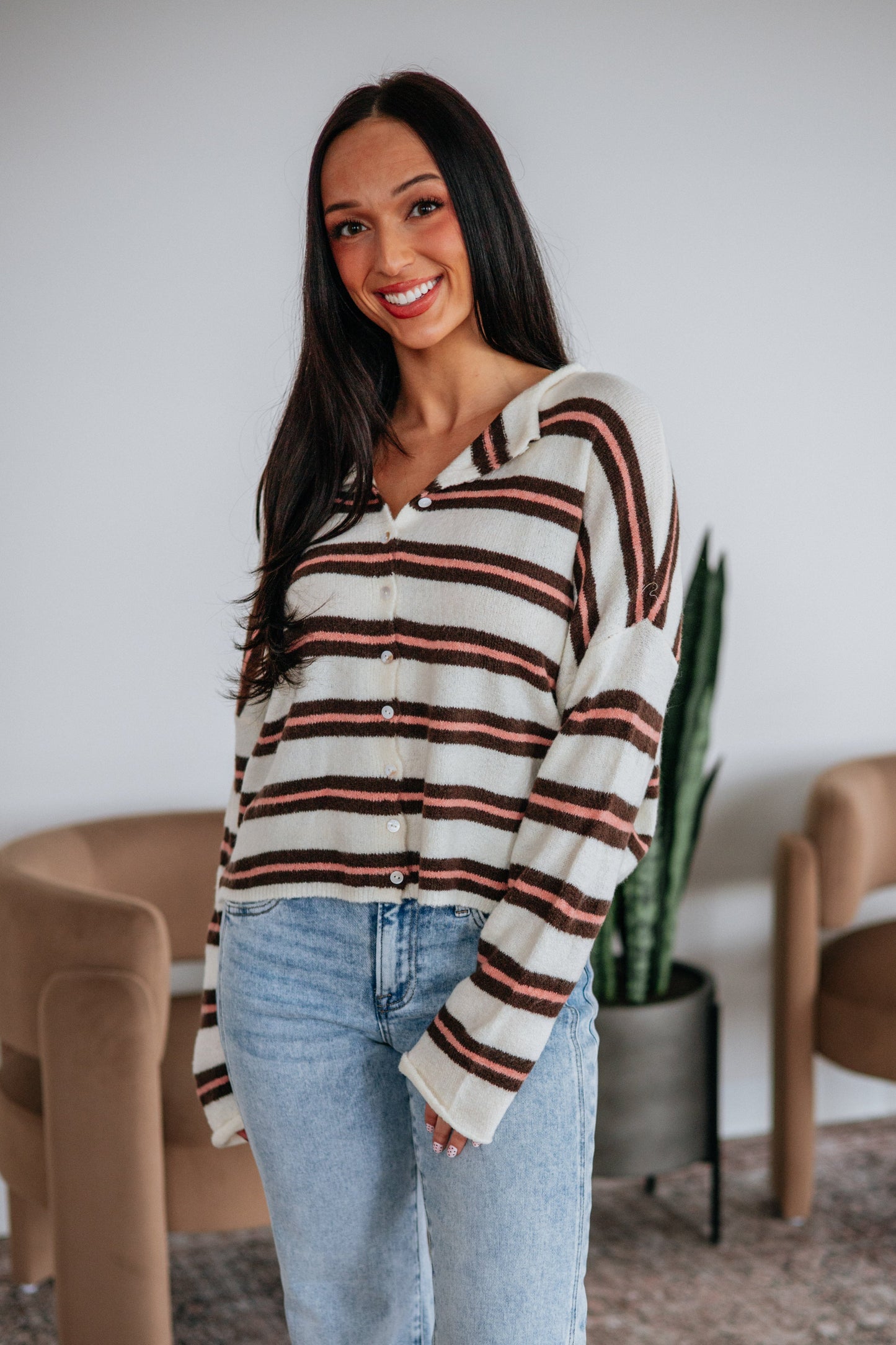 Teddy Striped Cardigan