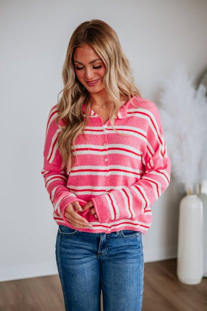 Teddy Striped Cardigan