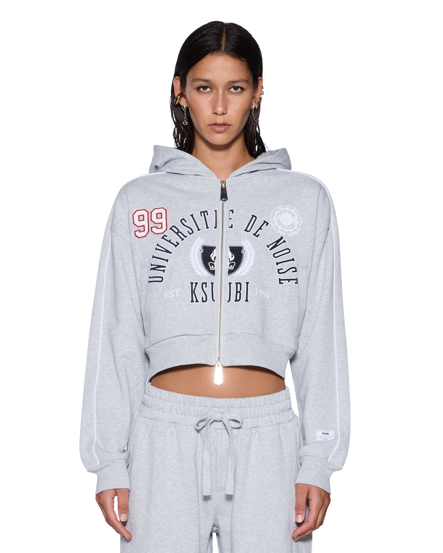 COLLEGE ORIGIN ZIP HOODIE GREY MARLE