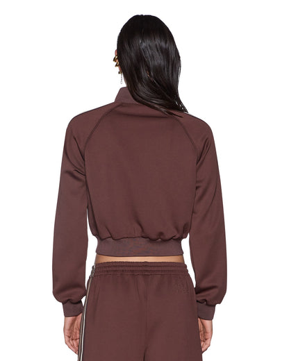 CROPPED ZIP TRAK TOP MOCHA