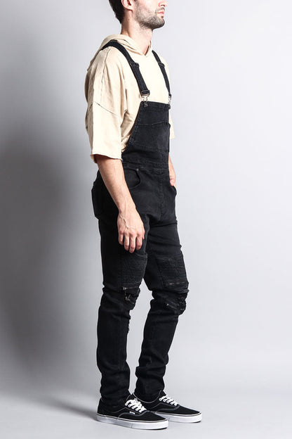Men's Distressed Denim Overalls