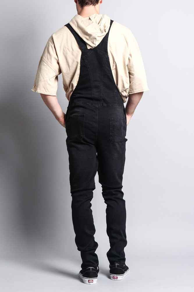Men's Distressed Denim Overalls