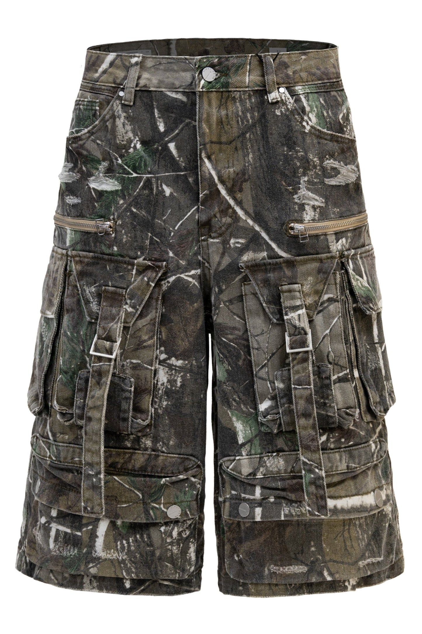 Men's Utility Forest Camo Print Baggy Cargo Shorts