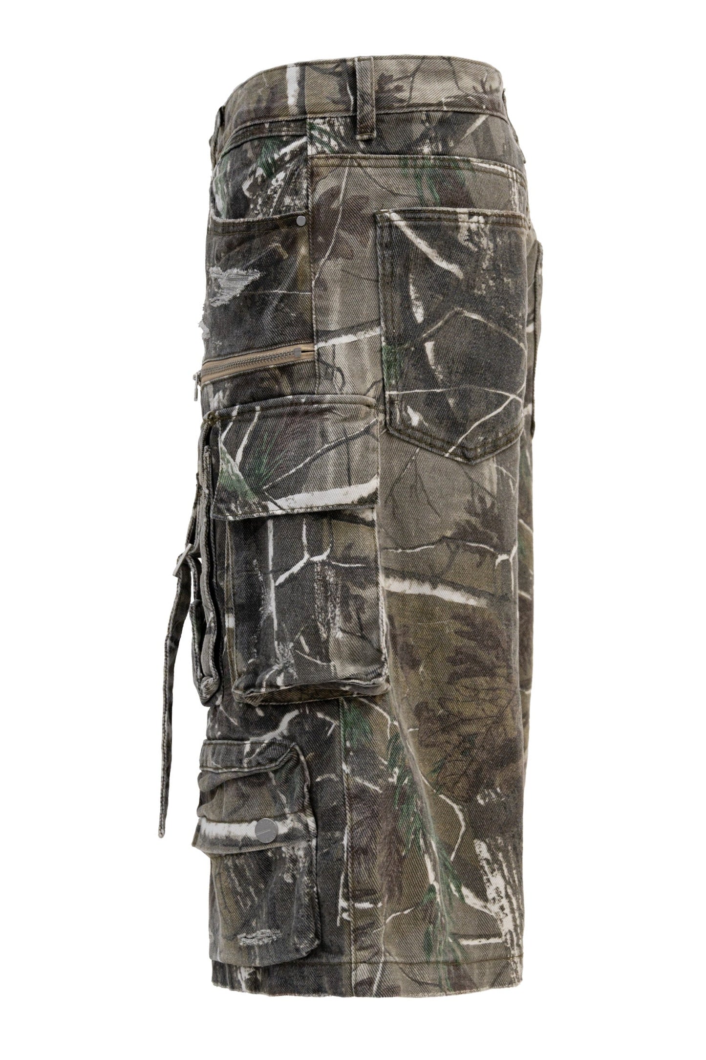 Men's Utility Forest Camo Print Baggy Cargo Shorts