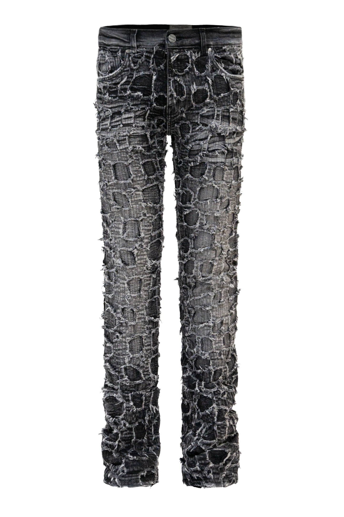 Men's Heavy Distressed Stitched Stacked Layer Denim Jeans