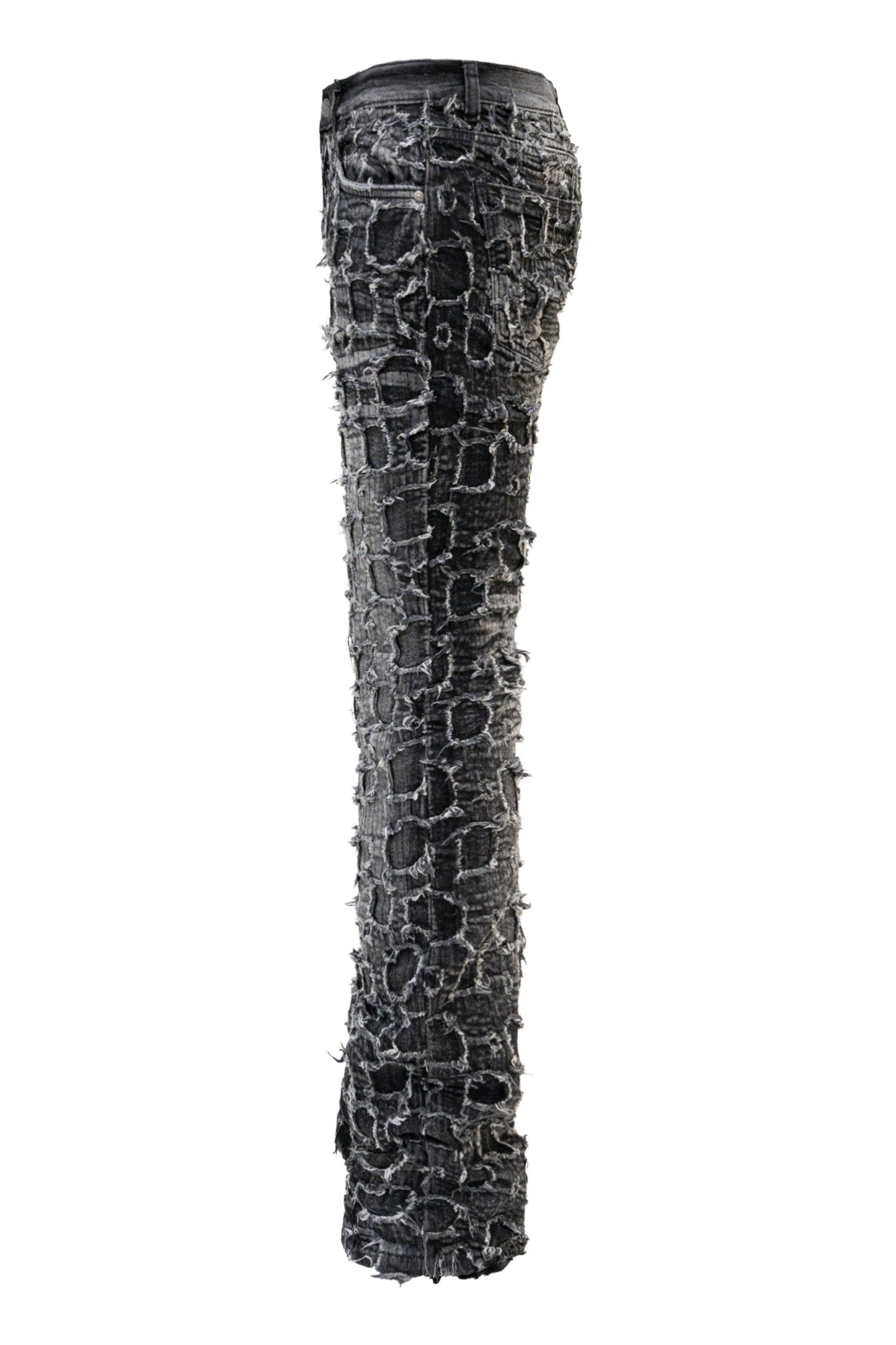 Men's Heavy Distressed Stitched Stacked Layer Denim Jeans