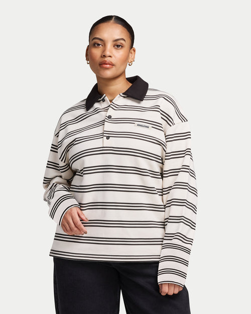 Womens Striped Rugby Polo Shirt