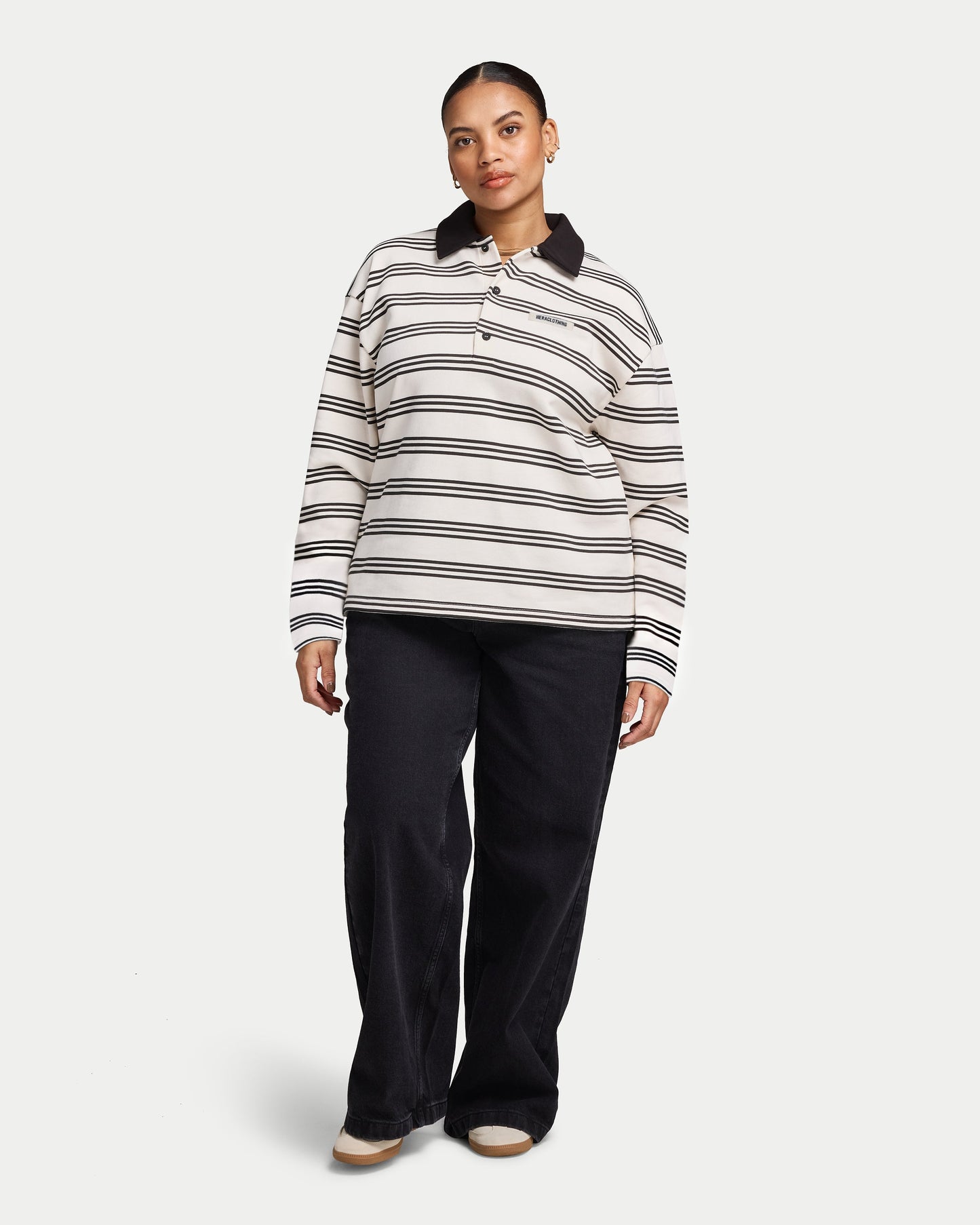 Womens Striped Rugby Polo Shirt