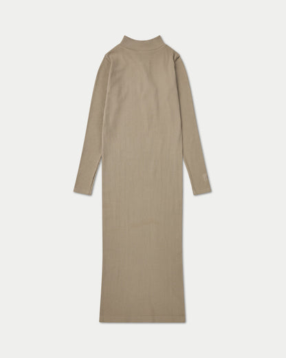 Womens Ribbed Base Long Sleeve Midi Dress