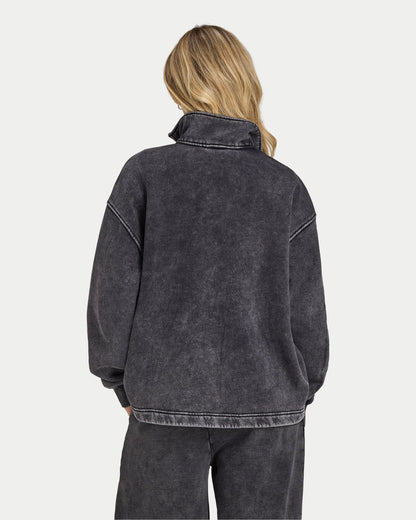 Womens Signature Washed Oversized 1/4 Zip Sweatshirt