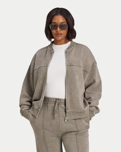 Womens Signature Washed Bomber Jacket