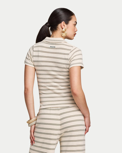 Womens Resort Crochet Polo