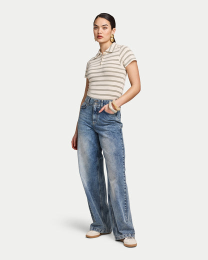 Womens Resort Crochet Polo