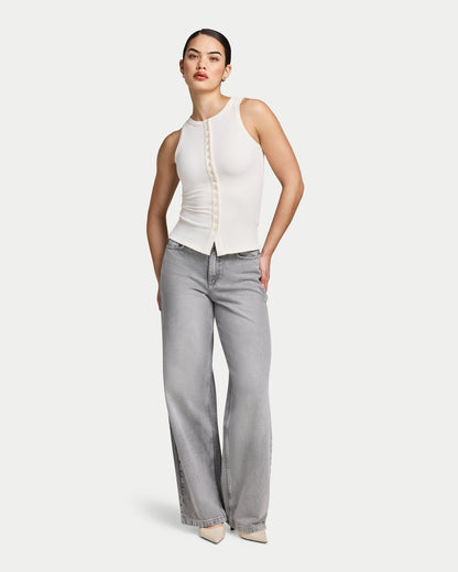 Womens Essentials Button Top