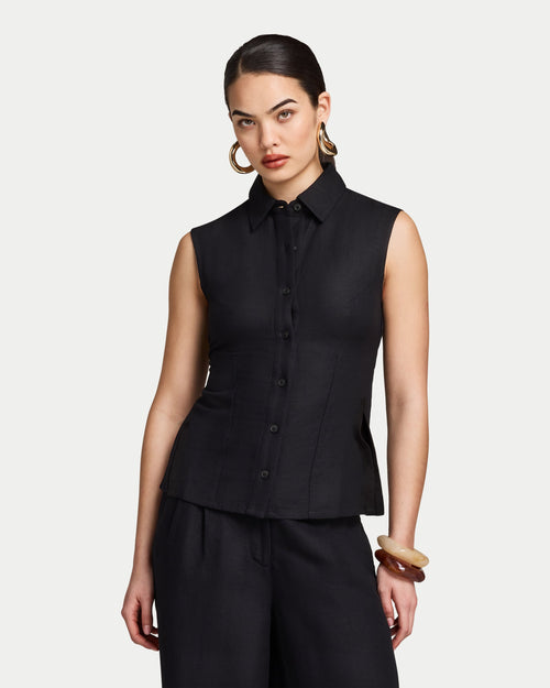 Womens Resort Linen Waistcoat