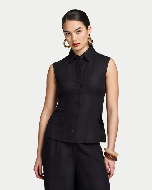 Womens Resort Linen Waistcoat