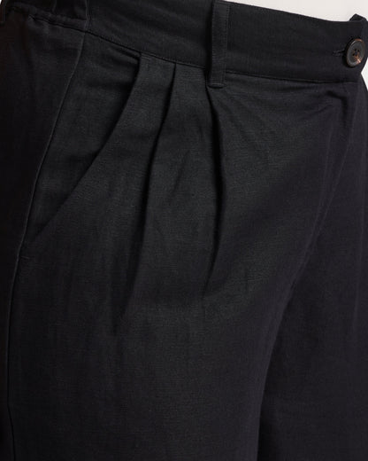 Womens Resort Linen Wide Leg Trouser