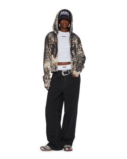 MOWALOLA ZIP HOODIE CHEETAH