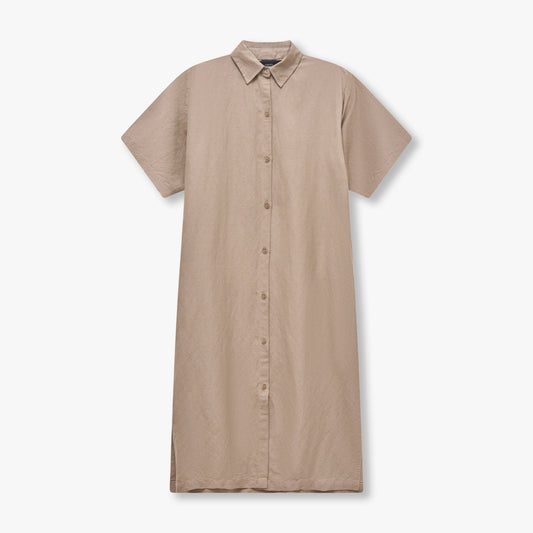 REWEAR Linen Mix Shirt Dress - Marsh Grey