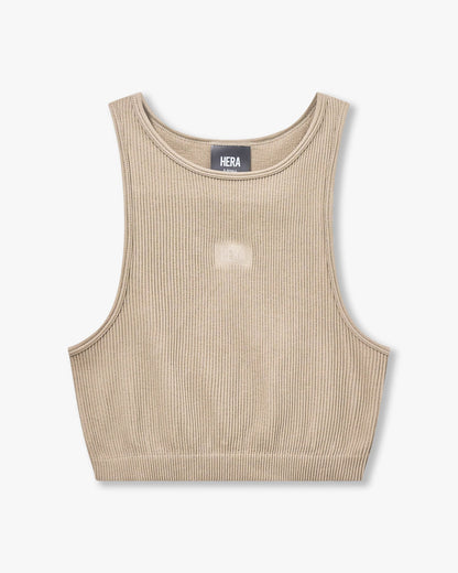 Womens Ribbed Base Racer Crop Top