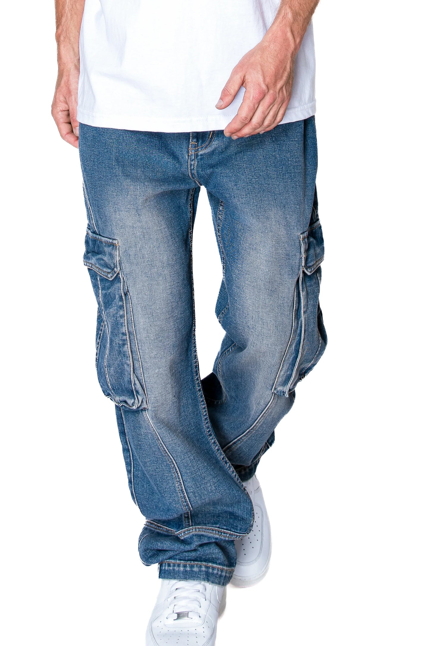 Men's Baggy Fit Cargo Denim Jeans