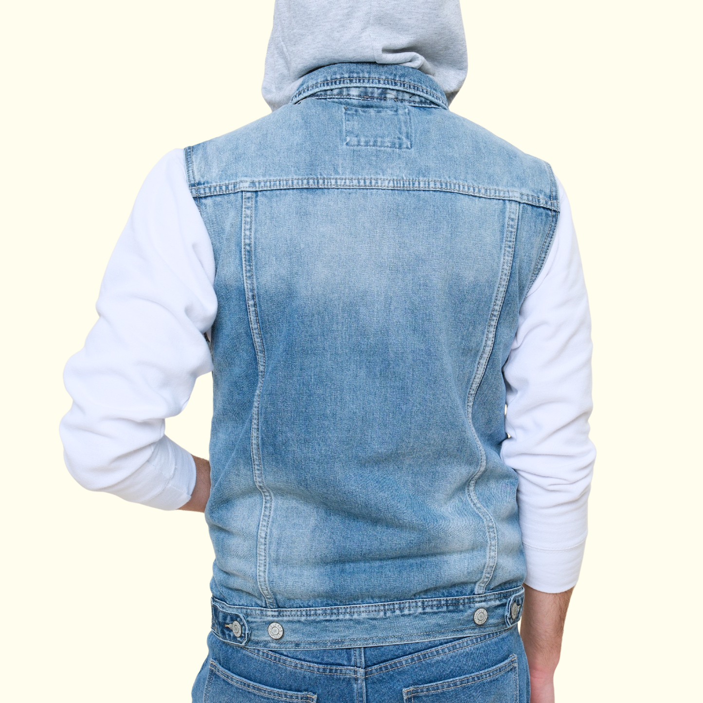 Detachable Hood Denim Vest